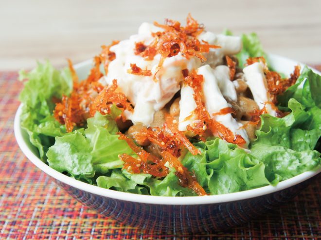 簡単納豆レシピ｜納豆かつおちりめんマカロニサラダ