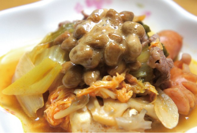 【納豆レシピ】納豆鍋のせ